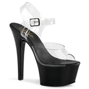 Pleaser ASPIRE-608 Platform Sandal (Clear/Black)
