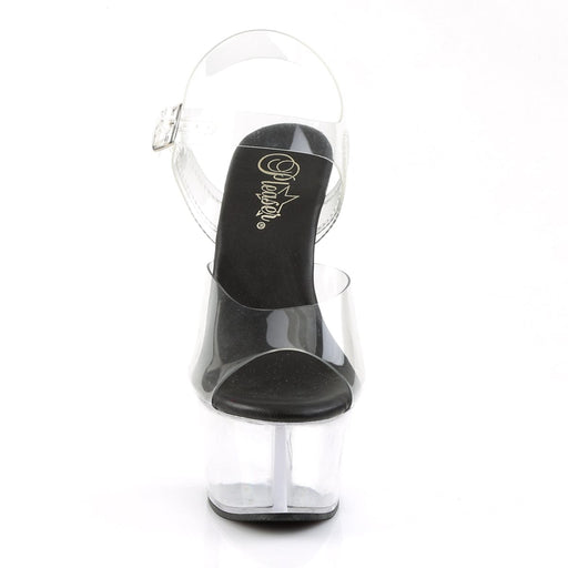 Pleaser ASPIRE-608 Platform Sandal (Clear-Black/Clear)