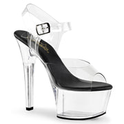 Pleaser ASPIRE-608 Platform Sandal (Clear-Black/Clear)