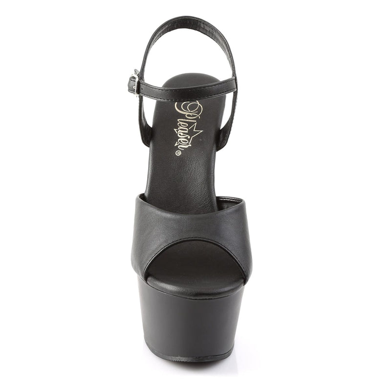 Pleaser ASPIRE-609 Platform Sandal (Black Faux Leather/Black Matte)