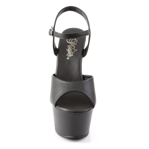 Pleaser ASPIRE-609 Platform Sandal (Black Faux Leather/Black Matte)