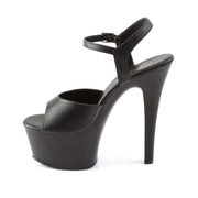 Pleaser ASPIRE-609 Platform Sandal (Black Faux Leather/Black Matte)