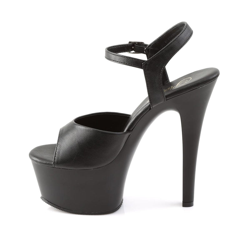 Pleaser ASPIRE-609 Platform Sandal (Black Faux Leather/Black Matte)