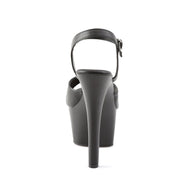 Pleaser ASPIRE-609 Platform Sandal (Black Faux Leather/Black Matte)