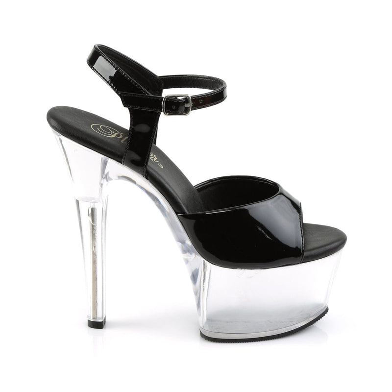 Pleaser ASPIRE-609 Platform Sandal (Black Patent/Clear)