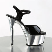 Pleaser ASPIRE-609 Platform Sandal (Black Patent/Silver Chrome)