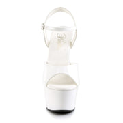 Pleaser ASPIRE-609 Platform Sandal (White Patent/White)