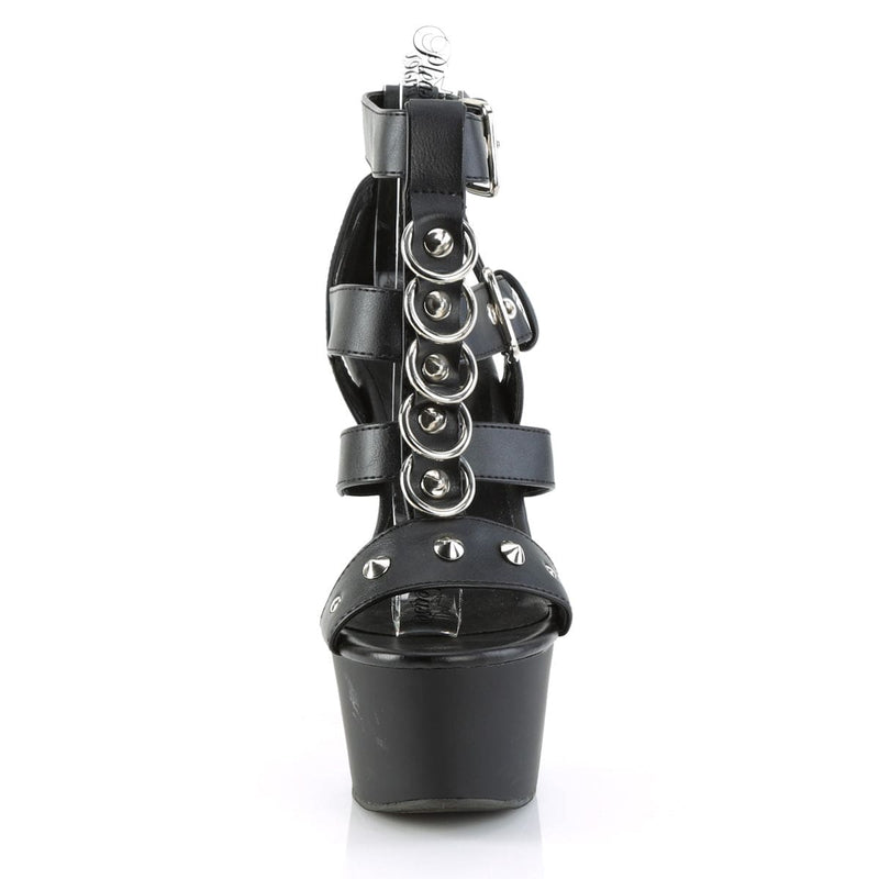 Pleaser ASPIRE-658 Platform Sandal (Black Faux Leather/Black Matte)