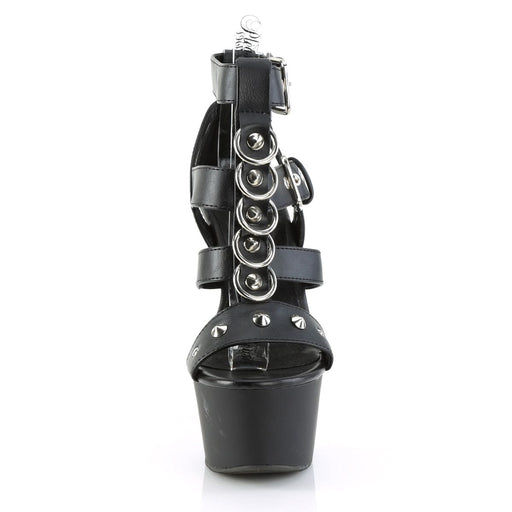 Pleaser ASPIRE-658 Platform Sandal (Black Faux Leather/Black Matte)