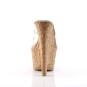 Pleaser BEAU-601 Platform Slide (Clear-Tan/Cork)