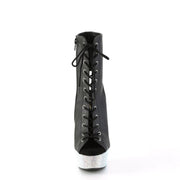 Pleaser BEJEWELED-1016-6 Platform Ankle Boot (Black Faux Leather/Silver AB Rhinestone)