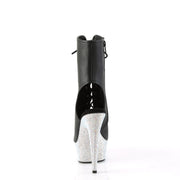 Pleaser BEJEWELED-1016-6 Platform Ankle Boot (Black Faux Leather/Silver AB Rhinestone)