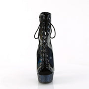 Pleaser BEJEWELED-1016-6 Platform Ankle Boot (Black Holo Patent/Midnight Black Rhinestone)