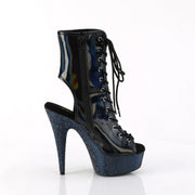 Pleaser BEJEWELED-1016-6 Platform Ankle Boot (Black Holo Patent/Midnight Black Rhinestone)