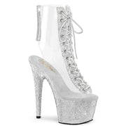 Pleaser BEJEWELED-1016C-2-7 Platform Ankle Boot (Clear-Rhinestone/Silver Rhinestone)