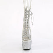 Pleaser BEJEWELED-1016C-2-7 Platform Ankle Boot (Clear-Rhinestone/Silver Rhinestone)