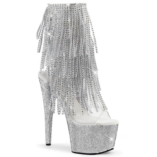 Pleaser BEJEWELED-1017RSF-7 Platform Ankle Boot (Clear-Silver/Silver Rhinestone)