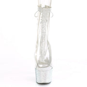 Pleaser BEJEWELED-1018C-2RS Platform Ankle Boot (Clear/Silver Rhinestone)
