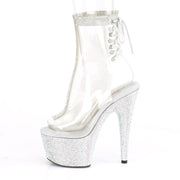 Pleaser BEJEWELED-1018C-2RS Platform Ankle Boot (Clear/Silver Rhinestone)