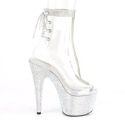 Pleaser BEJEWELED-1018C-2RS Platform Ankle Boot (Clear/Silver Rhinestone)