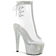 Pleaser BEJEWELED-1018C-2RS Platform Ankle Boot (Clear/Silver Rhinestone)