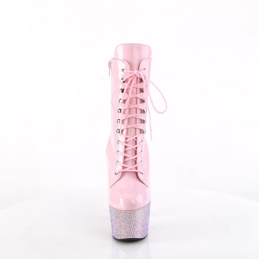 Pleaser BEJEWELED-1020-7 Platform Ankle Boot (Baby Pink Holo Patent/Baby Pink AB Rhinestone)
