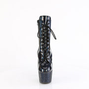 Pleaser BEJEWELED-1020-7 Platform Ankle Boot (Black Holo Patent/Midnight Black Rhinestone)