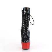 Pleaser BEJEWELED-1020-7 Platform Ankle Boot (Black Holo Patent/Red Rhinestone)