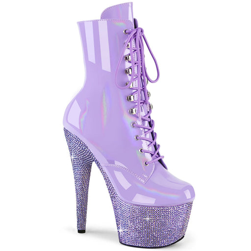 Pleaser BEJEWELED-1020-7 Platform Ankle Boot (Lavender Holo Patent/Lavender Rhinestone)