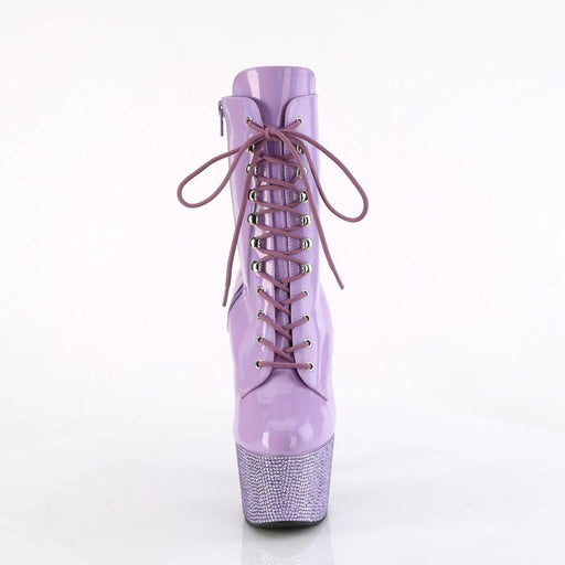 Pleaser BEJEWELED-1020-7 Platform Ankle Boot (Lavender Holo Patent/Lavender Rhinestone)