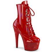 Pleaser BEJEWELED-1020-7 Platform Ankle Boot (Red Holo Patent/Red Rhinestone)