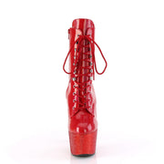 Pleaser BEJEWELED-1020-7 Platform Ankle Boot (Red Holo Patent/Red Rhinestone)