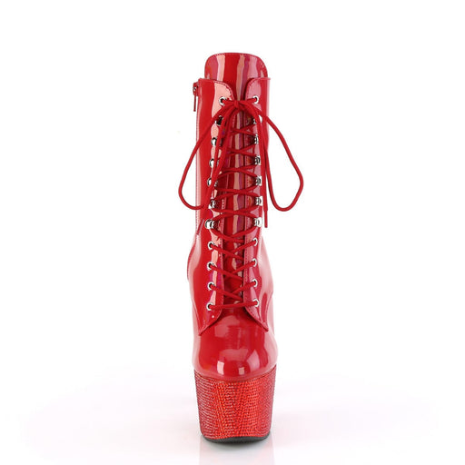 Pleaser BEJEWELED-1020-7 Platform Ankle Boot (Red Holo Patent/Red Rhinestone)
