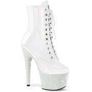Pleaser BEJEWELED-1020-7 Platform Ankle Boot (White Holo Patent/White Rhinestone)