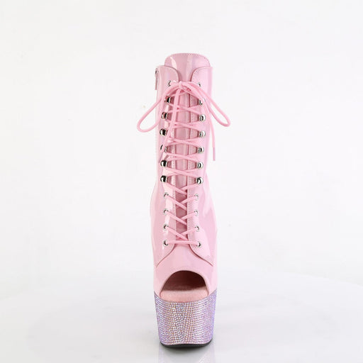 Pleaser BEJEWELED-1021-7 Platform Ankle Boot (Baby Pink Holo Patent/Baby Pink AB Rhinestone)