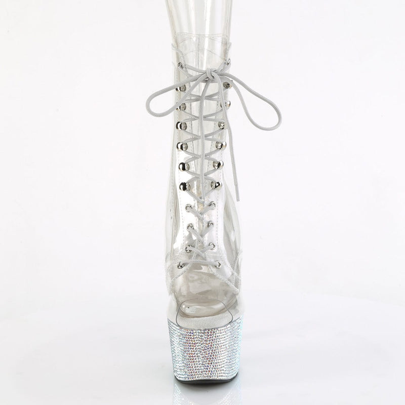 Pleaser BEJEWELED-1021C-7 Platform Ankle Boot (Clear-Rhinestone/Silver AB Rhinestone)