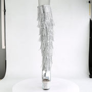 Pleaser BEJEWELED-3019RSF-7 Platform Knee High Boot (Silver Metallic Pu-Silver/Silver Multi Rhinestone)