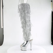 Pleaser BEJEWELED-3019RSF-7 Platform Knee High Boot (Silver Metallic Pu-Silver/Silver Multi Rhinestone)