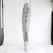 Pleaser BEJEWELED-3019RSF-7 Platform Knee High Boot (Silver Metallic Pu-Silver/Silver Multi Rhinestone)