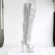 Pleaser BEJEWELED-3019RSF-7 Platform Knee High Boot (Silver Metallic Pu-Silver/Silver Multi Rhinestone)