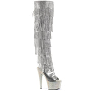 Pleaser BEJEWELED-3019RSF-7 Platform Knee High Boot (Silver Metallic Pu-Silver/Silver Multi Rhinestone)