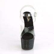 Pleaser BEJEWELED-708DM Platform Sandal (Clear/Black Rhinestone)