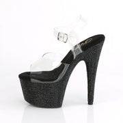 Pleaser BEJEWELED-708DM Platform Sandal (Clear/Black Rhinestone)