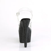 Pleaser BEJEWELED-708DM Platform Sandal (Clear/Black Rhinestone)