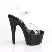 Pleaser BEJEWELED-708DM Platform Sandal (Clear/Black Rhinestone)