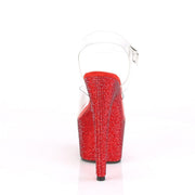 Pleaser BEJEWELED-708DM Platform Sandal (Clear/Red Rhinestone)