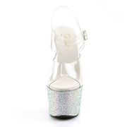 Pleaser BEJEWELED-708DM Platform Sandal (Clear/Silver Multi Rhinestone)