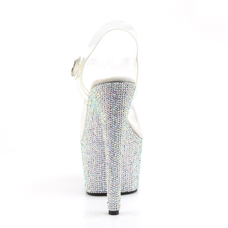 Pleaser BEJEWELED-708DM Platform Sandal (Clear/Silver Multi Rhinestone)