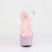 Pleaser BEJEWELED-708MS Platform Sandal (Clear/Baby Pink Multi Rhinestone)