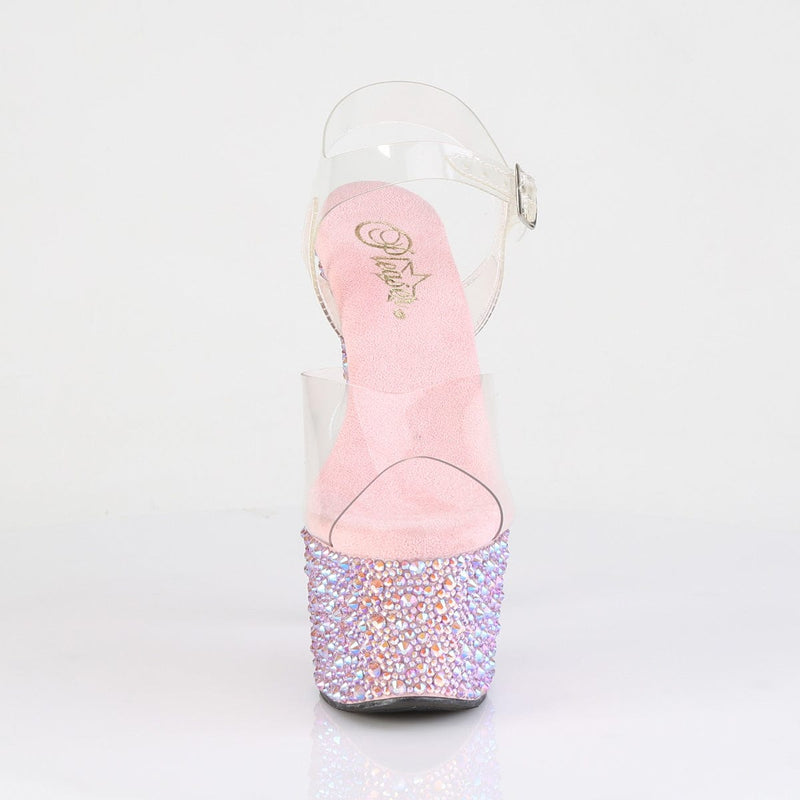 Pleaser BEJEWELED-708MS Platform Sandal (Clear/Baby Pink Multi Rhinestone)